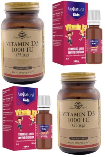 Venatura Kids Vitamin D3 20 Ml Damla*2 Adet+solgar D3 1000 Iu 100 Softgel Kapsül*2 Adet