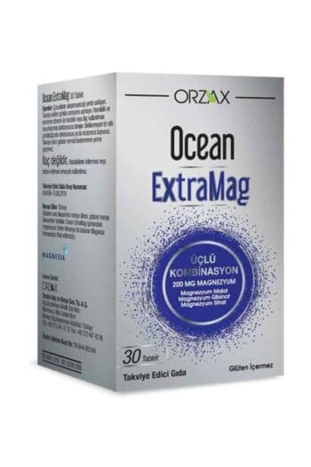 Ocean Orzax Ocean ExtraMag Üçlü Kombinasyon Magnezyum Takviye Edici Gıda 30 Tablet