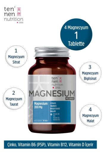 Tennen Nutrition Magnezyum 4x Complex, Sitrat, Taurat, Malat, Biglisinat, Vitamin D, B6, B12, Çinko, 200 Mg