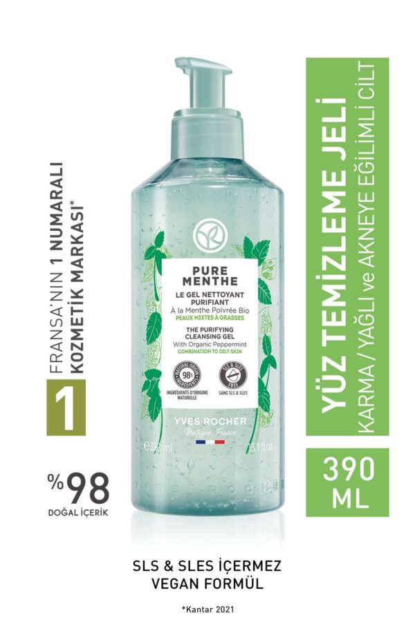Yves Rocher Karma Ve Yağlı Ciltler Için Pure Menthe Prebiyotik Yüz Yıkama / Temizleme Jeli-390 ml