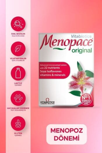 Vitabiotics Menopace Soya İzoflavonları, Magnezyum, Selenyum İçeren Menopoz Dönemi Destek Vitamini 30 Tablet