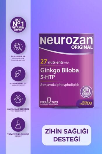 Neurozan Ginkgo Biloba Ekstresi, 5 HTP, D Vitamini İçeren Odaklanmaya Yardımcı Destek Vitamini 30 Tablet