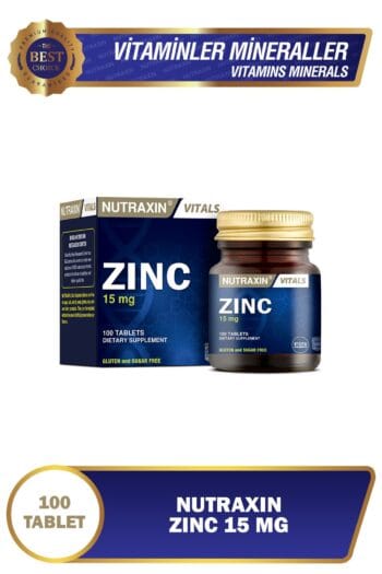 Nutraxin Zinc Sulphate 15 mg 100 Tablet Çinko Sülfat İçeren Takviye Edici Gıda