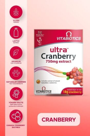 Vitabiotics Ultra Cranberry Büyük Meyveli Vaksiniyum İçeren Takviye Edici Gıda 30 Tablet