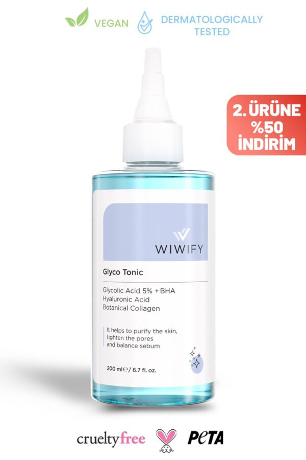 WIWIFY Arındırıcı Cilt Yenileyici Komedon Siyah Nokta Sivilce Karşıtı Tonik (GLYCOLİC ACİD 5% BHA)