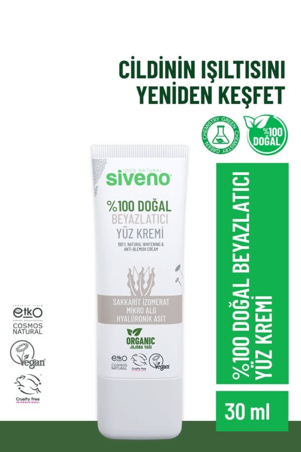 Siveno %100 Doğal Yüz Kremi Beyazlatıcı Aydınlatıcı Canlandırıcı Etkili 30 ml
