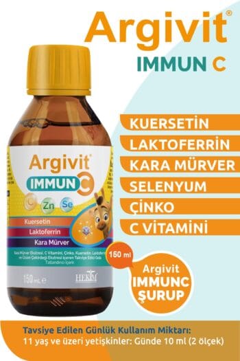 Argivit Immun C Şurup - Kara Mürver, C Vitamini, Çinko, Kuersetin, Laktoferrin Içeren Şurup 150 ml
