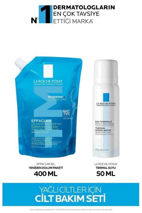La Roche Posay Yağlı Ciltler İçin Cilt Bakım Seti:Effaclar Jel Yeniden Dolum Paketi 400ML& Termal Su 50ML