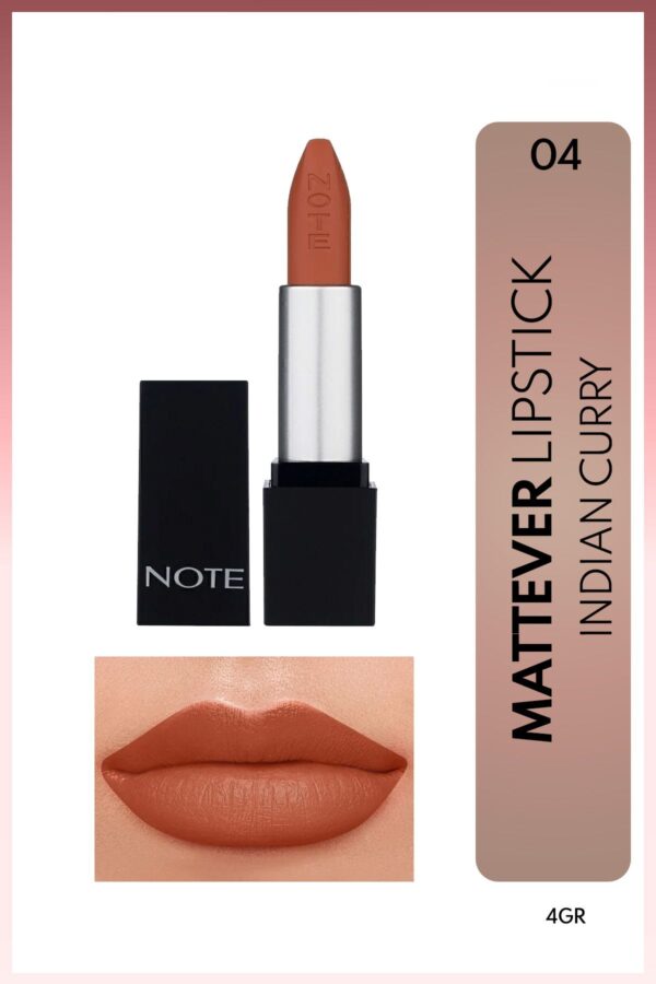 Note Cosmetics Mattever Lipstick Yarı Mat Saten Bitişli Ruj 04 Indian Curry - Nude