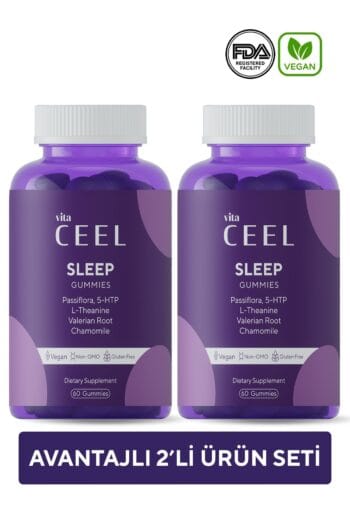 Vita Ceel 2'li Vegan Uyku Döngüsüne Yardımcı Vegan Sleep Gummy Vitamin Passiflora, Vitamin B6, L-theanie