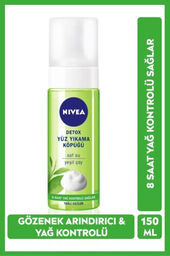 NIVEA Detox Yüz Yıkama Köpüğü 150ml, Gözenek Arındırıcı, Yeşil Çay, 8 Saat Yağ Kontrolü, Yağlı Ciltler