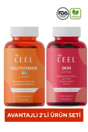 Vita Ceel 2'li Cilt ve Çocuk Gummy Çiğnenebilir Vegan Vitamini