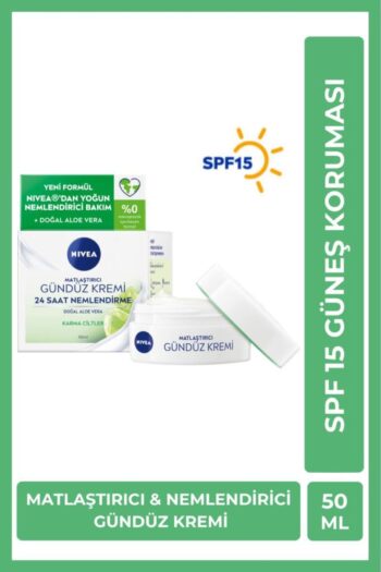 NIVEA Matlaştırıcı Gündüz Yüz Bakım Kremi 50ml, 24 Saat Yoğun Nemlendirici, Karma Ciltler, Aloe Vera