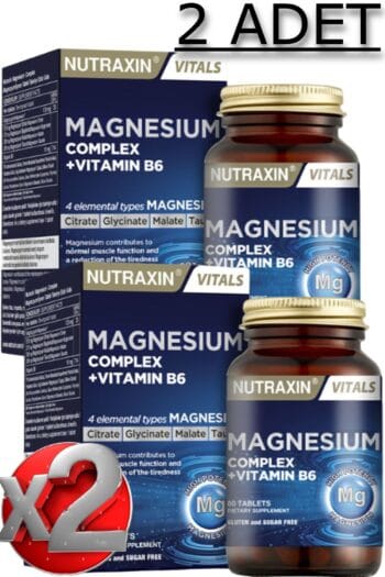 Nutraxin 2 Adet Nutraxin Magnezyum Complex 60 Adet Tablet 125 Mg - (Bisiglinat-Taurat-Malat-Sitrat-B6)