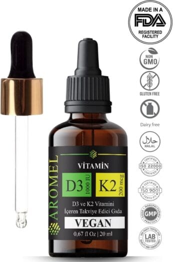 Aromel D3 K2 Vitamini | Damlalıklı Kapak | D3 1000 Iu 200 Mcg K2 Mix ,fda