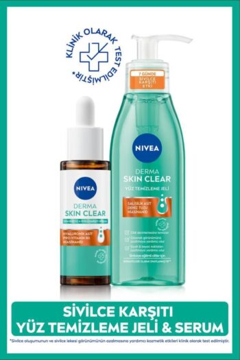 NIVEA Derma Skin Clear Sivilce Karşıtı Cilt Bakım Seti, Yüz Temizleme Jeli 150ml ve Dengeleyici Serum 30ml