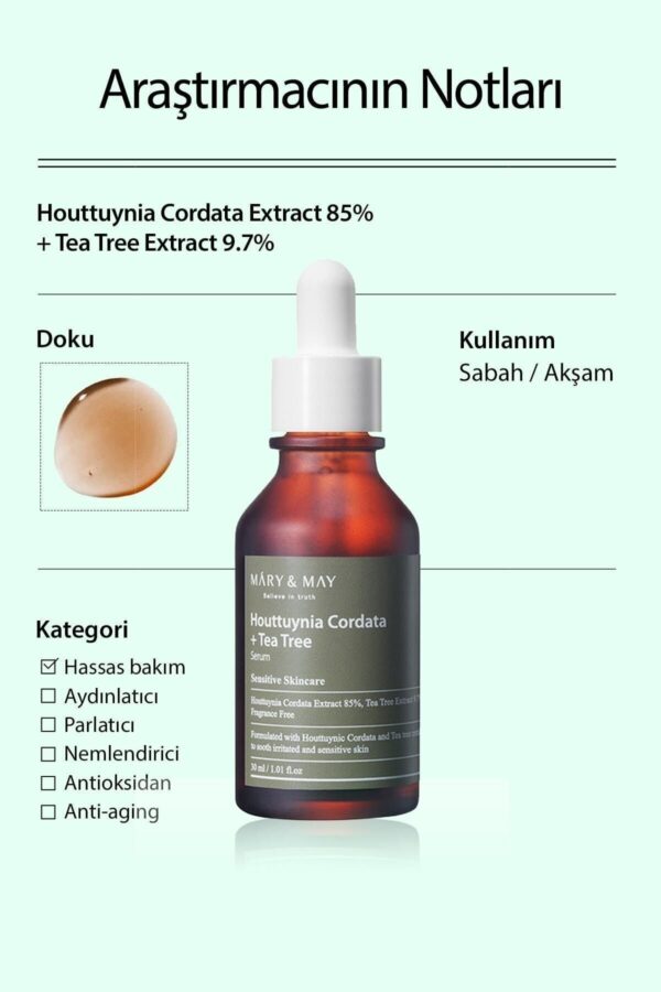 Mary & May Akne Ve Gözenek Karşıtı Çay Ağacı Yağı Içeren Yatıştırıcı Serum - Houttuynia Cordata +tea Tree Serum