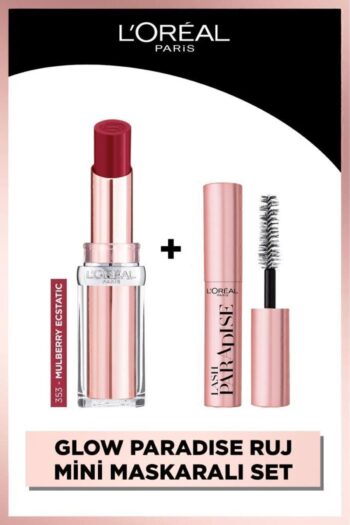 L'Oreal Paris Glow Paradise Balm-in-Lipstick Işıltı Veren Ruj 353 Mulberry Ecstatic & Mini Paradise Maskara 4.7 ML