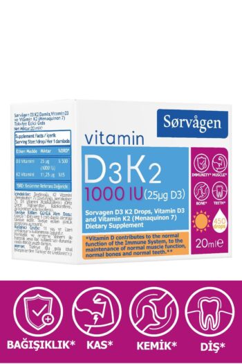 Sorvagen D3k2 Damla (1000 IU) 20 ml (ALMANYA MENŞEİLİ D3 VİTAMİNİ)