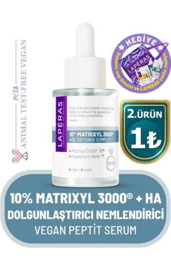 LAPERAS 10% Peptide Matrixyl 3000® 1% Hyaluronic Acid Dolgunlaştırıcı Nemlendirici Vegan Peptit Serum