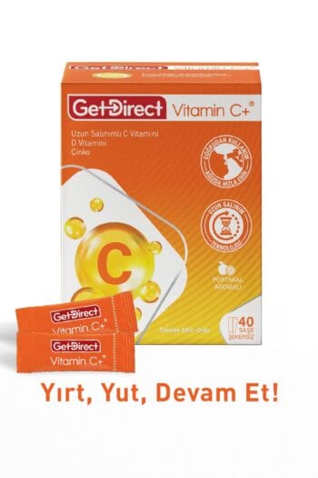 GetDirect Vitamin C+ 1000 Mg C Vitamini, D Vitamini, Çinko 40 Saşe – Uzun Salınımlı C Vitamini, Susuz Kullanım