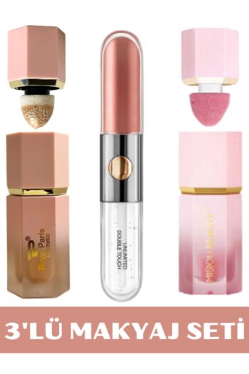 NUNUKO 3'lü Makyaj Seti (HIGHLIGHTER - RUJ - ALLIK)