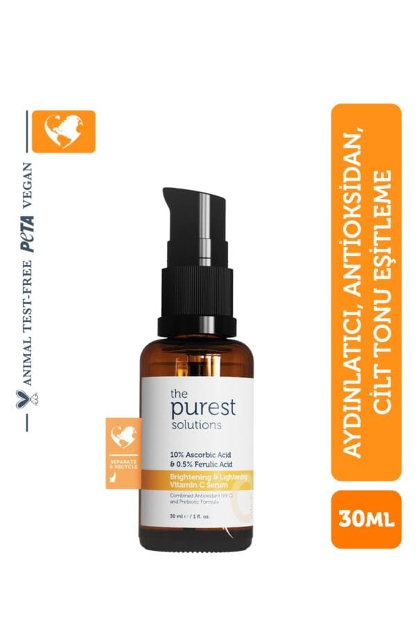 The Purest Solutions C Vit Aydınlatıcı Ve Ton Eşitleyici Bakım Serumu 30 ml %10 Ascorbic Acid & Ferulic Acid %0,5