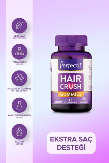 Perfectil At kuyruğu Ekstresi, Üzüm Çekirdeği Ekstresi, Biotin İçeren Vegan Saç Sağlığı Vitamini 60 Gummies