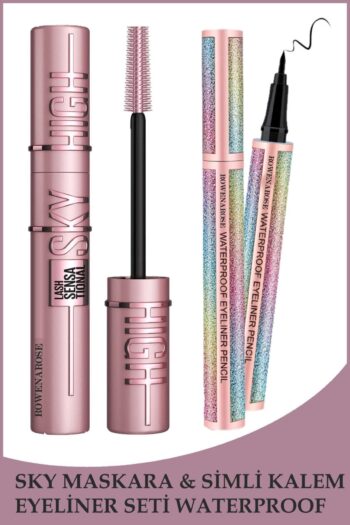 ROWENAROSE Sky High Maskara Pembe & Simli Siyah Kalem Eyeliner Seti Waterproof