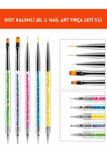 Güzellik Deposu Tırnak Desen Fırçası + Dot Kalemi 5li |Kalıcı Oje, Jel Fırça Seti Protez Tırnak Nail Art Fırça Seti