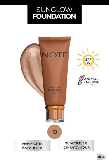 Note Cosmetics Sunglow Foundation Spf 15 Işıltılı Bronzlaştırıcı Fondöten - 10 Açık