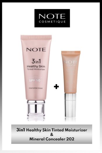 Note Cosmetics 3 in 1 Tinted Ton Eşitleyici 50 SPF Krem & Mineral Concealer 202 Göz Altı Kapatıcısı Makyaj Seti