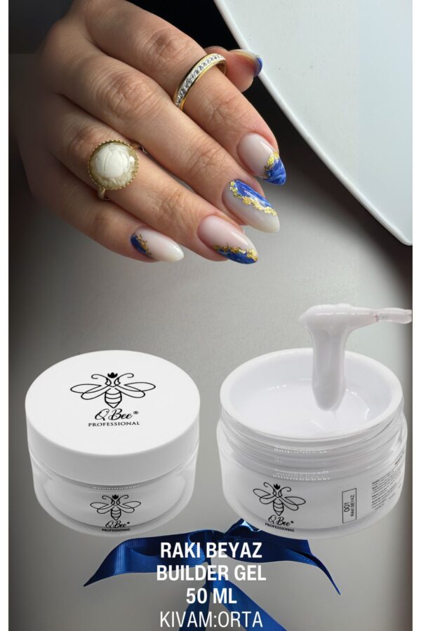 QBEE PROFESSIONAL 50ml Protez Tırnak Jeli Builder Gel Rakı Beyaz