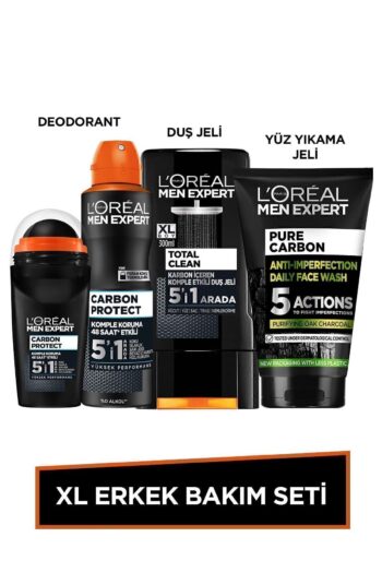L'Oreal Paris Men Expert Xl Erkek Bakım Seti Total Clean Duş Jeli Pure Charcoal Yüz Yıkama Jeli Deodorant Roll On
