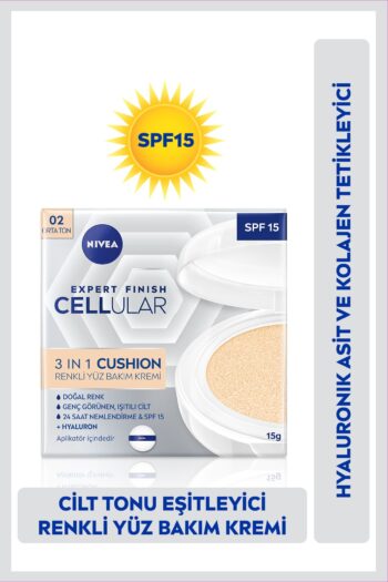 NIVEA Cellular Expert Finish 3in1 Cushion Renkli Orta Ton Yüz Bakım Kremi 15ml, Hyaluron ve Kolajen