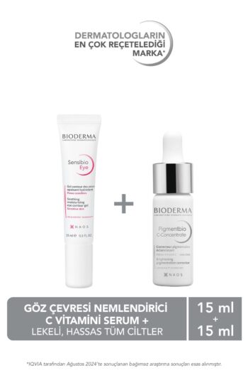 Bioderma Leke Karşıtı C Vitaminli Gece Serumu 15 ml & Hyalüronik Asit ve Kafeinli Göz Bakım Kremi 15 ml Seti