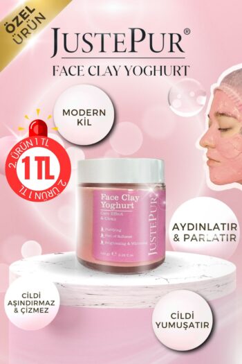 JUSTEPUR Face Clay Yoghurt Pembe Kil Maskesi Parlaklık Temizleme Aydınlatıcı Yumuşaklık Bakım Koruma100gr