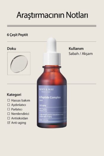 Mary & May Peptide Serum 6 Çeşit Peptid içeren Elastikiyet Kaybı Ve Yaşlanma Karşıtı Anti Aging Serum 30 ml