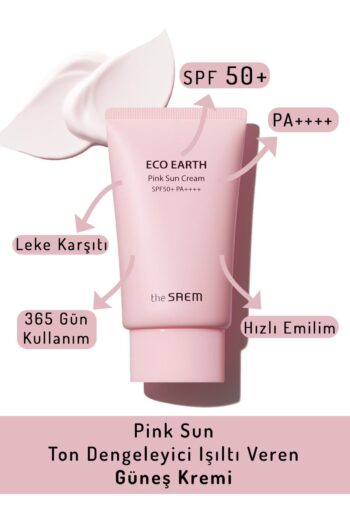 The Saem Ton Dengeleyici Işıltı Veren Güneş Kremi 50 gr - Eco Earth Pink Sun Cream SPF 50+ ve PA++++