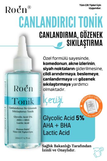 Roen Tonik, Komedon Karşıtı Canlandırıcı, Gözenek Sıkılaştırıcı, Aha, Bha, Glycolic Acid %5 Tonik 200 ml