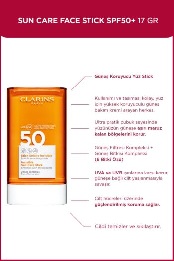 Clarins Sun Face Stıck Spf50 17gr - Görünmez Güneş Bakımı Stick Spf50