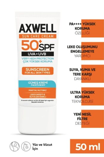 AXWELL Spf 50+ Leke Karşıtı Nemlendirici Yüksek Koruma Güneş Kremi 50 ml