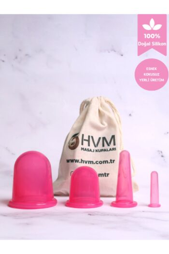 HVM Silikon Vakumlu Masaj Kupası 4'lü Set Pembe, Kuru Kupa, Selülit Ve Yüz Masaj Seti