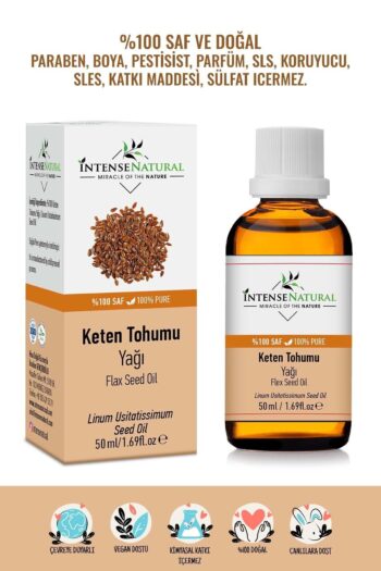 İntense Natural Keten Tohumu Yağı Soğuk Sıkım 50 ml %100 Saf ve Doğal Flax Seed Carrier Oil