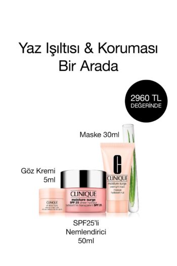 Clinique Moisture Surge™ Cilt Bakım Seti- SPF25 Nemlendirici Yüz Kremi 50ml, Nem Maskesi 30ml, Göz Kremi 5ml