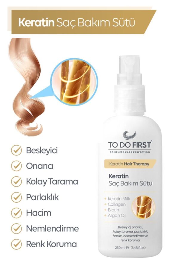 TO DO FIRST Keratin Kolajen Saç Bakım Sütü 250 ml Bakımı Ve Onarım Saç Terapi Sprey | Keratin Hair Therapy