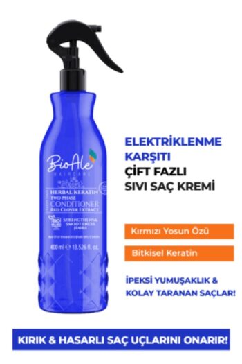 BioAle Haircare Çift Fazlı Güçlendirici,elektriklenme Karşıtı Fön Suyu Bitkisel Keratin 400ml
