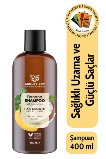 Ashley Joy Hızlı Uzamaya Yardımcı Vegan Keratin Içeren Tuzsuz Yoğun Bakım Banana Şampuan 400 ml