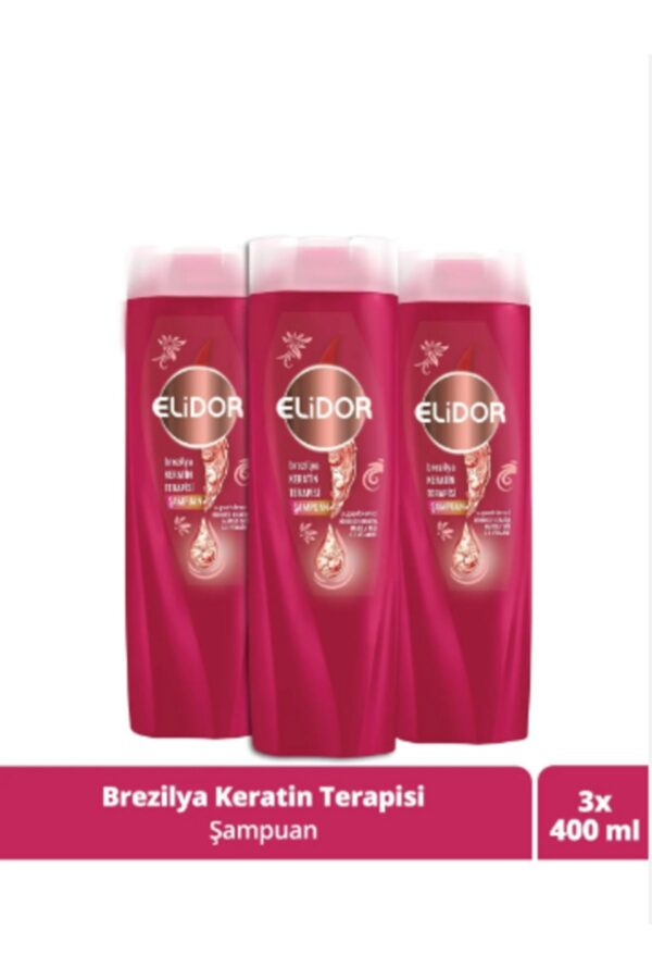 Elidor ELİDOR BREZİLYA KERATİN TERAPİ ŞAMPUAN HİDROLİZE KERATİN,MARULA YAĞI VE E VİT 400 ML 3 ADET