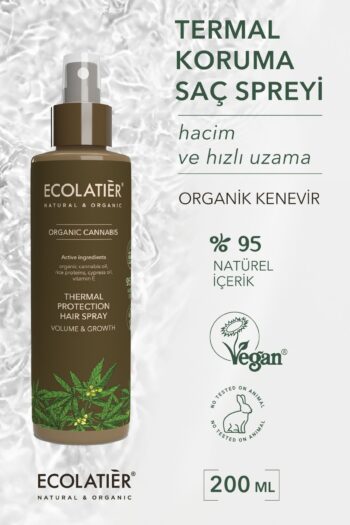 ECOLATIER Isı Koruyucu Termal Saç Spreyi Hacim Veren Ve Hızlı Uzama, Saç Güçlendirici Organik Kenevir 200 ml